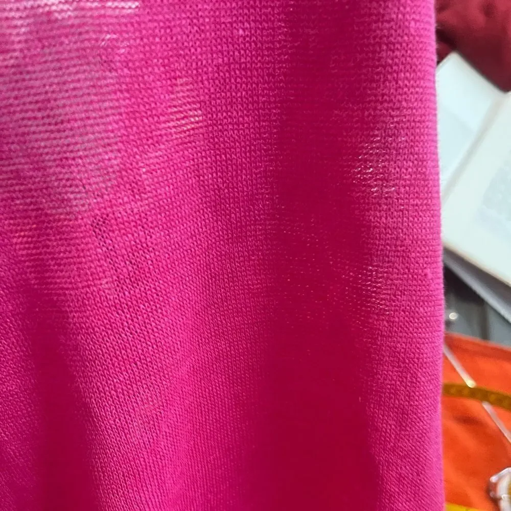 ZARA High Waist Hot Pink Linen See-Through Pants.Size M